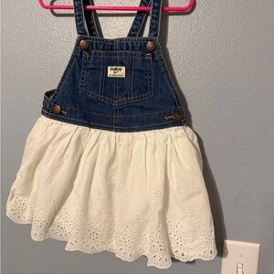 OshKosh B'gosh Denim Bib Skort with White Eyelet Skirt